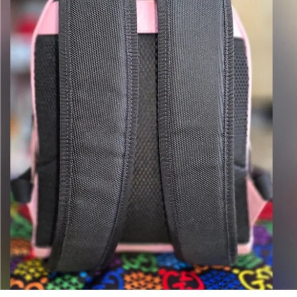 Gucci Rainbow GG Logo Canvas Backpack with Pink Leather Gucci Psychedelic Backk - Picture 3 of 4
